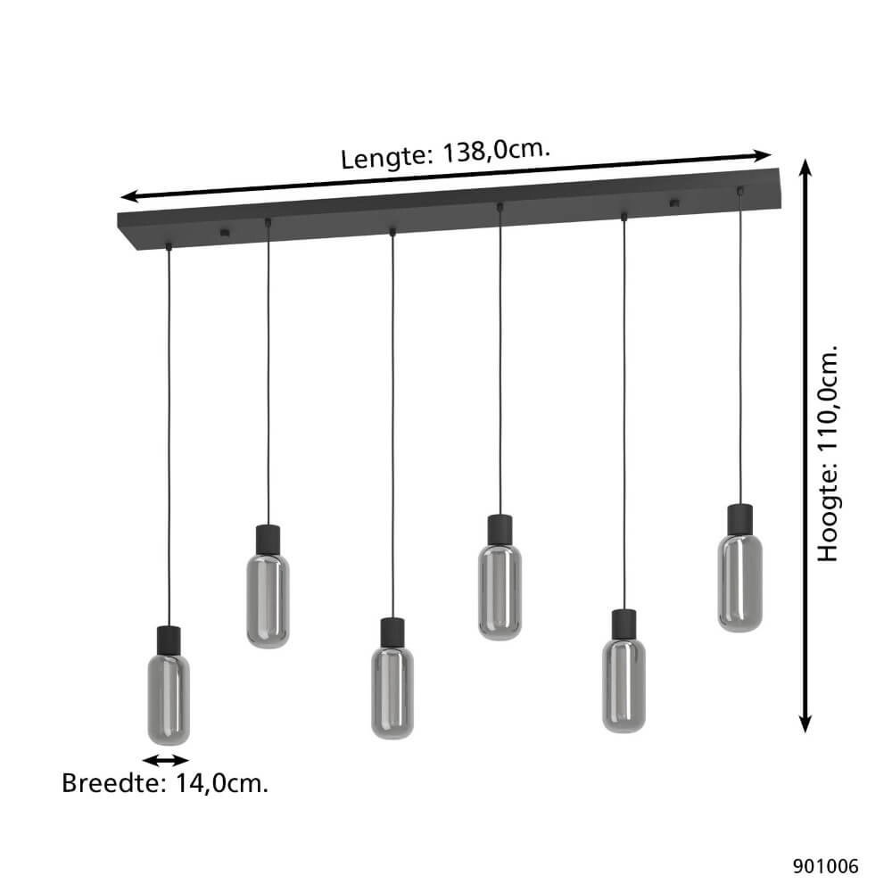 Lampe suspendue 6 lumières Majone noir Eglo 9008606295302
