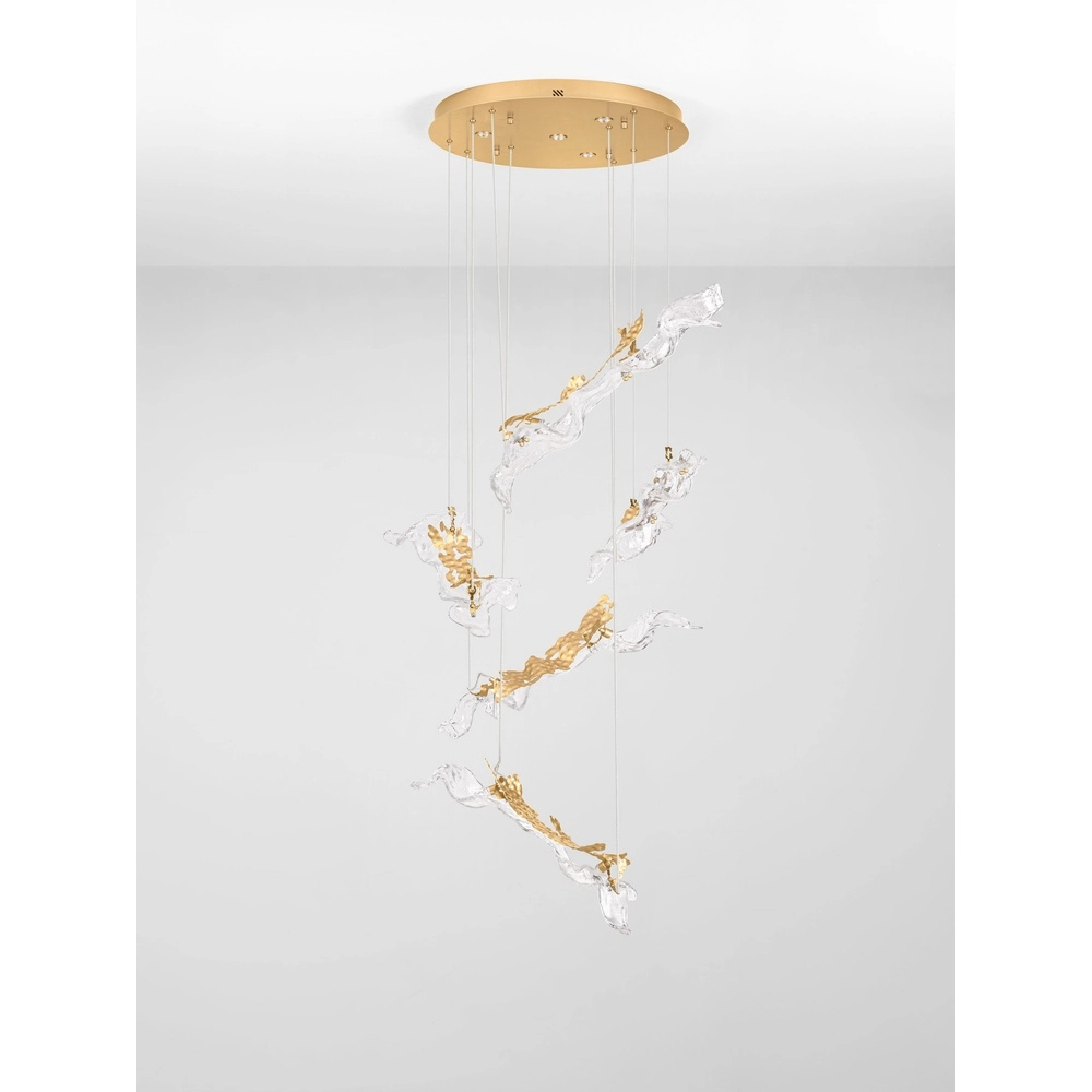 Lampe pendante dorée Avesa avec du verre transparent Ø 60 cm Lyora 5212063500433