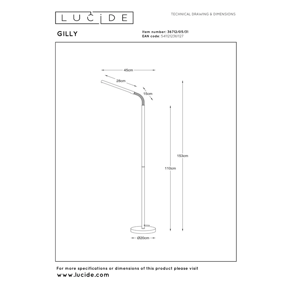 Lampe de lecture de conception Gilly Blanc Lucide 5411212361127