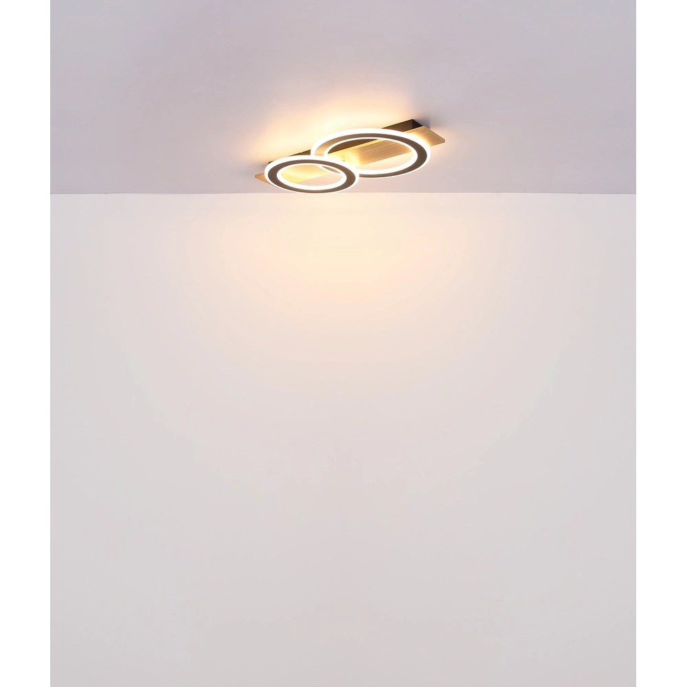 Lampe de plafond à design Jayden Noir avec 3 anneaux en bois Globo 9007371468409