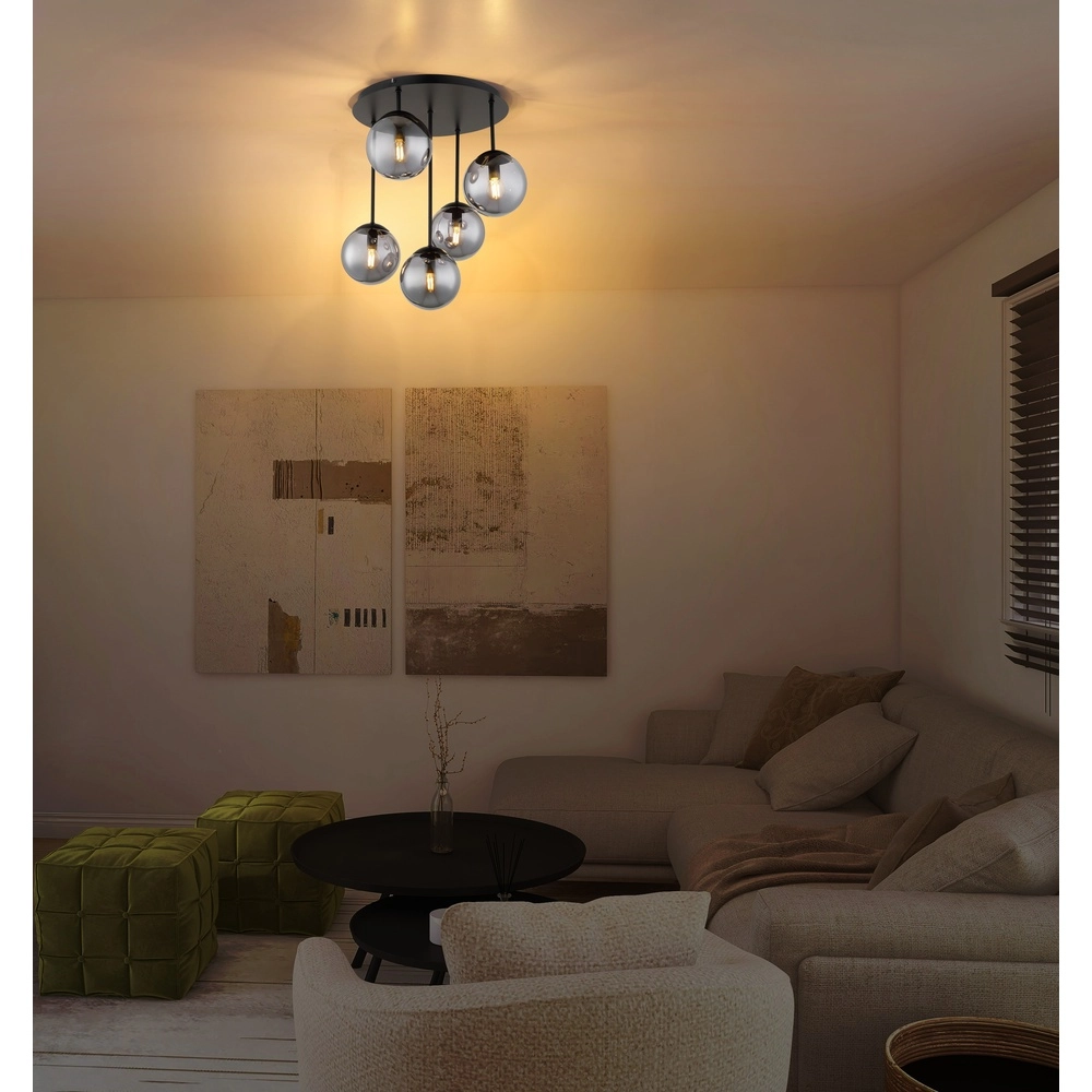 Lampe de plafond à 5 lumières Harmon Noir Globo 9007371592531