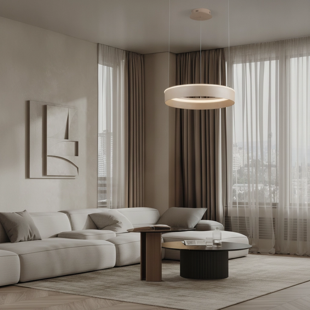 Lampe pendante moderne Olivia brun sable Ø 60 cm