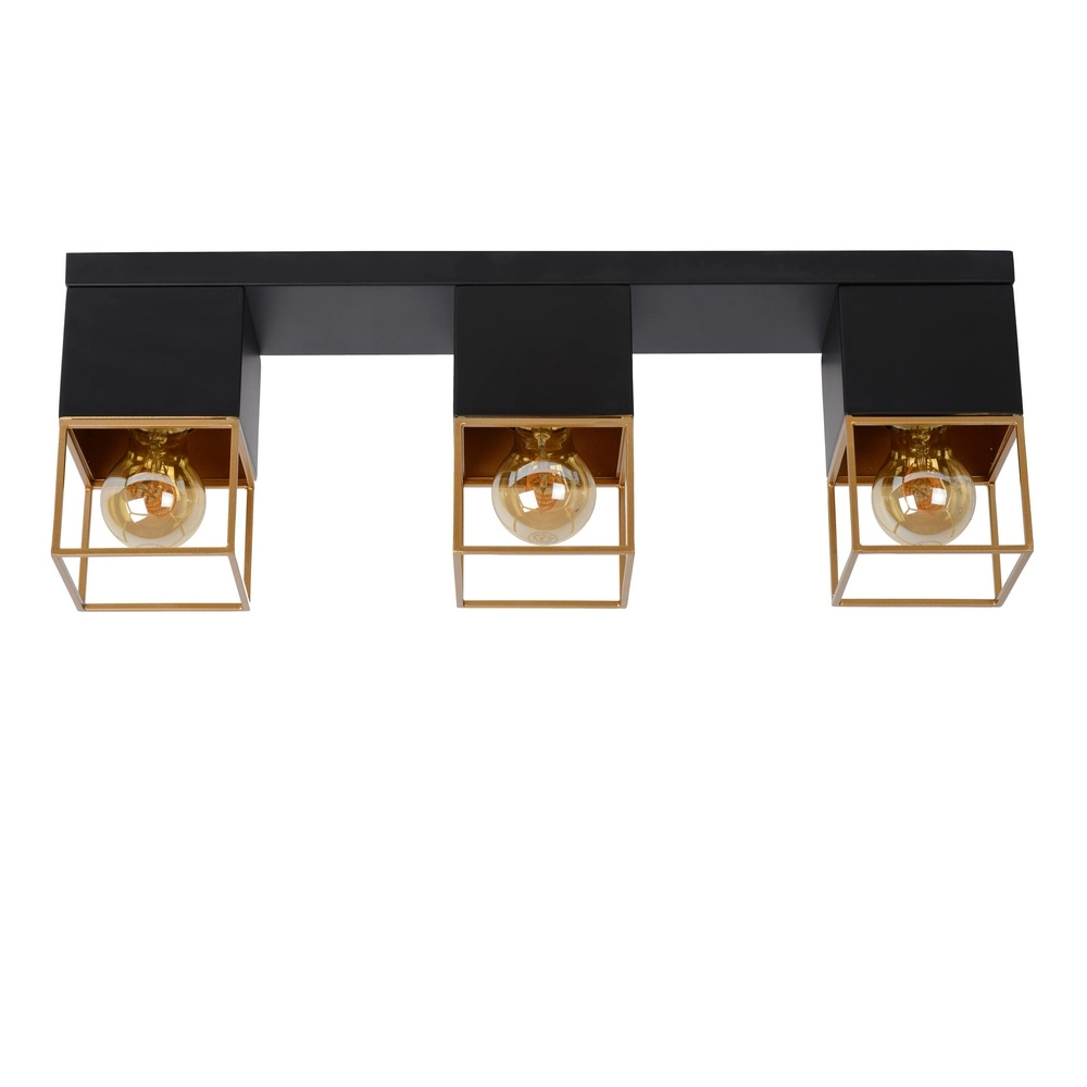 Lampe de plafond élégante Rixt 3 noir clair avec or