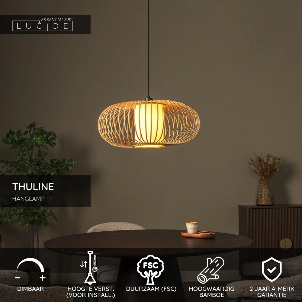 Lampe suspendue Thuline Ø Look bois de 60 cm Lucide 5411212051783