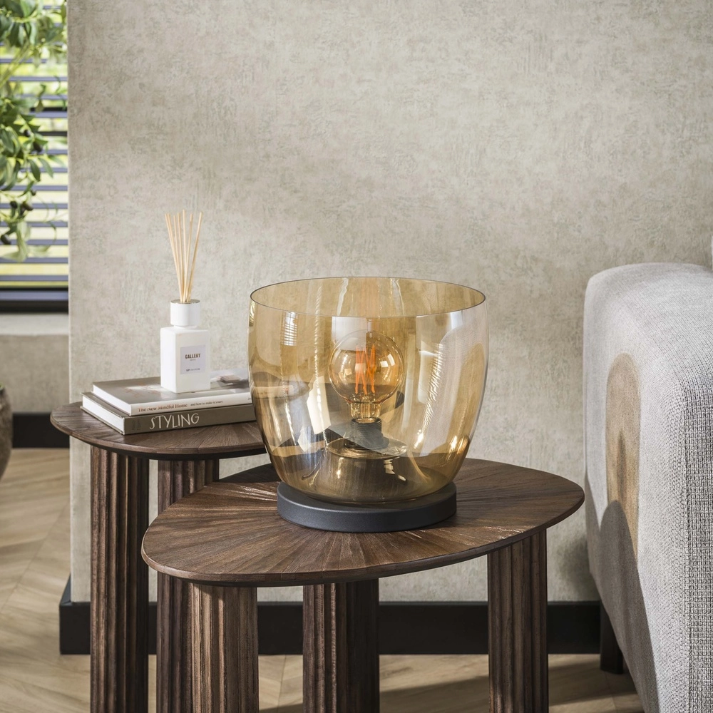 Lampe sur pied en verre ambré UP Ø 29 cm - 27 cm de hauteur Lyora 8716803512580
