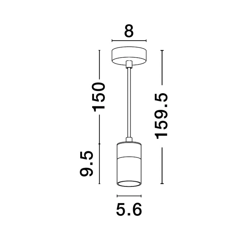 Suspension Pongo S simple 9,5 cm doré avec noir Lyora 5212017430335