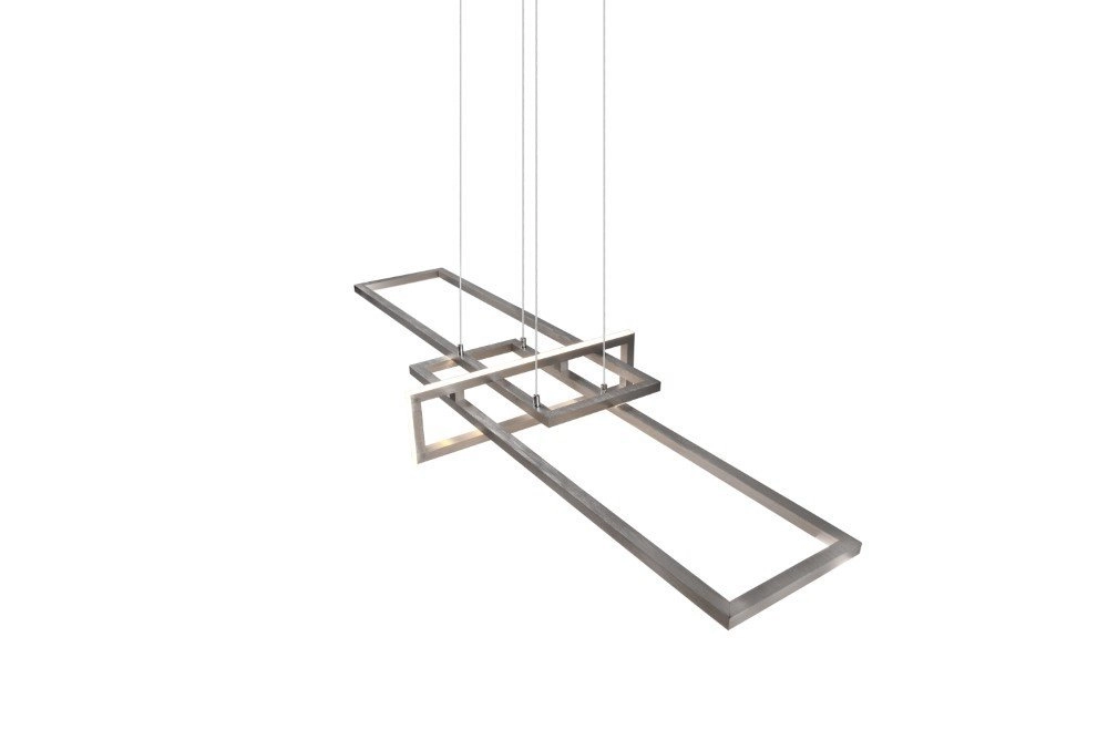 Lampe à suspension LED Salinas 110cm gris métallisé Trio 4017807487909