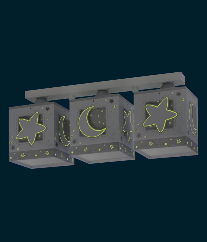 Plafonnier chambre d'enfant Moonlight Gris doux à 3 lumières Dalber 8420406000398