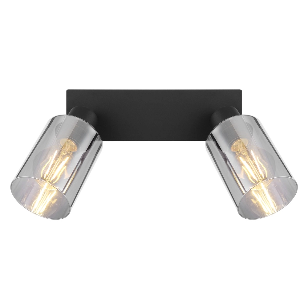 Lampe de plafond Hadera Noir à deux lumières avec verre fumé Globo 9007371440214