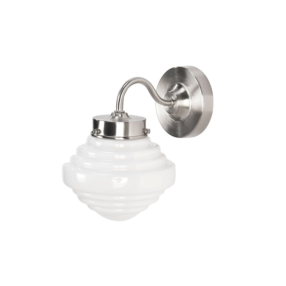 Applique murale en nickel York avec verre blanc Ø 15cm
