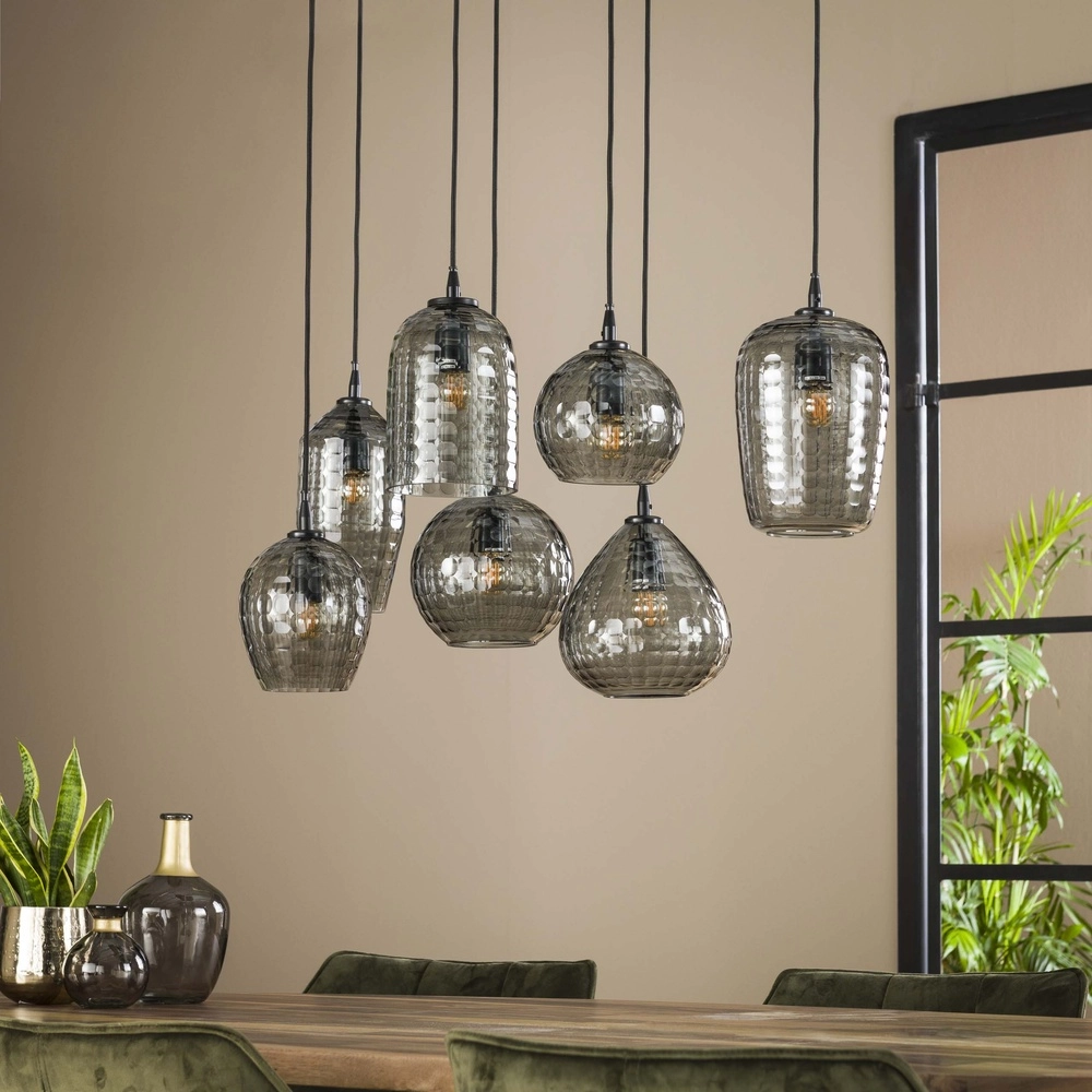 Lampe suspendue à 7 lampes Hexagon Vitres à fumée Lyora 8716803511163