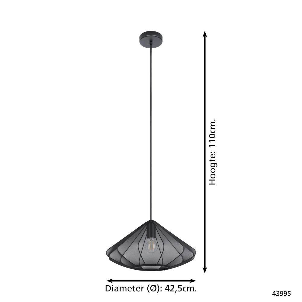 Lampe pendante Ø 42cm Dolwen Noir - Japandi Eglo 9002759439958