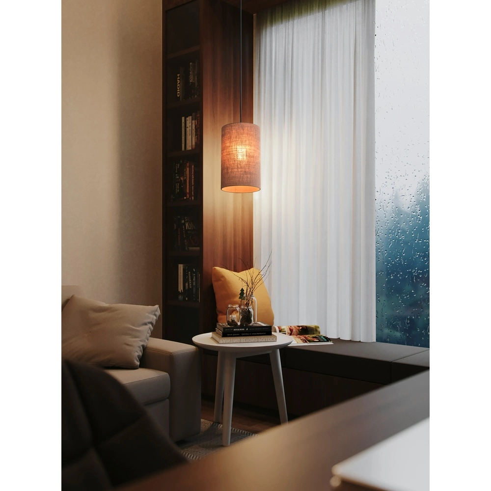 Lampe suspendue Lisbourg Noir avec capuche beige beige Masterlight