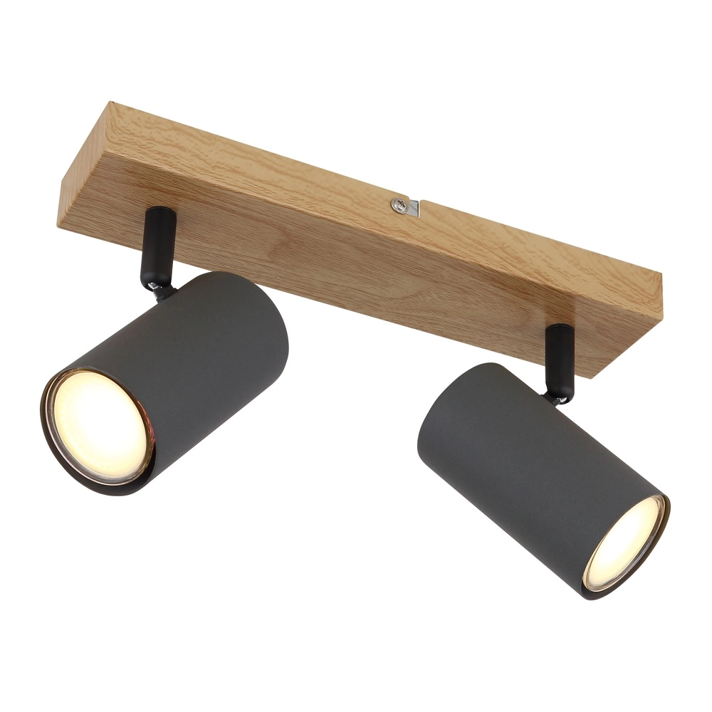 Lampe de plafond à deux lampes Robby bois