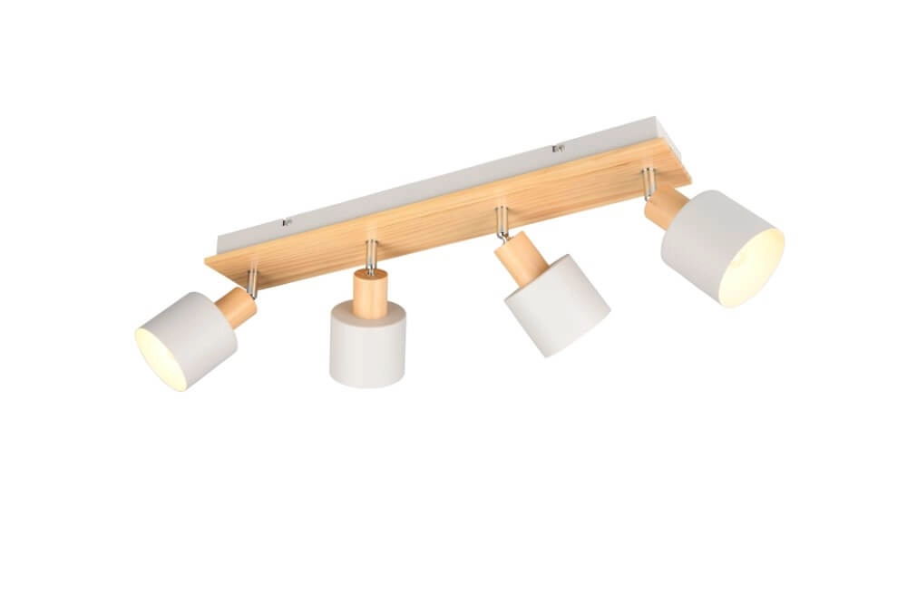 Plafonnier 4 lumières Shanti avec aspect bois Plafonnier 4 lumières Shanti avec aspect bois