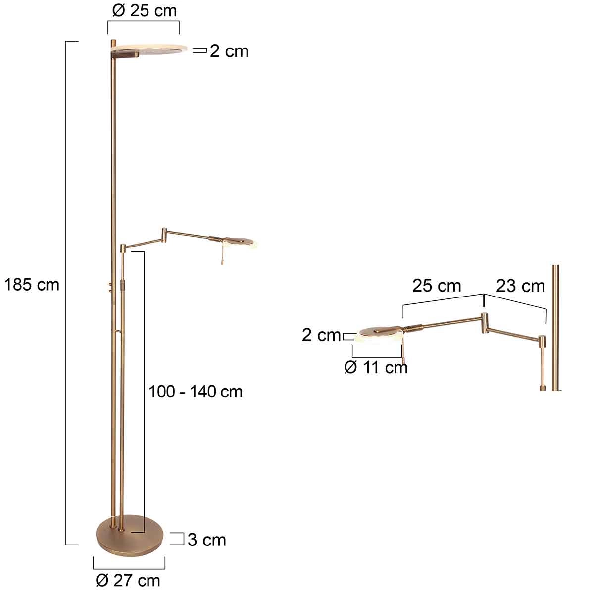 Lampe de lecture 2 lumières Turound Bronze de conception Steinhauer 8712746170993