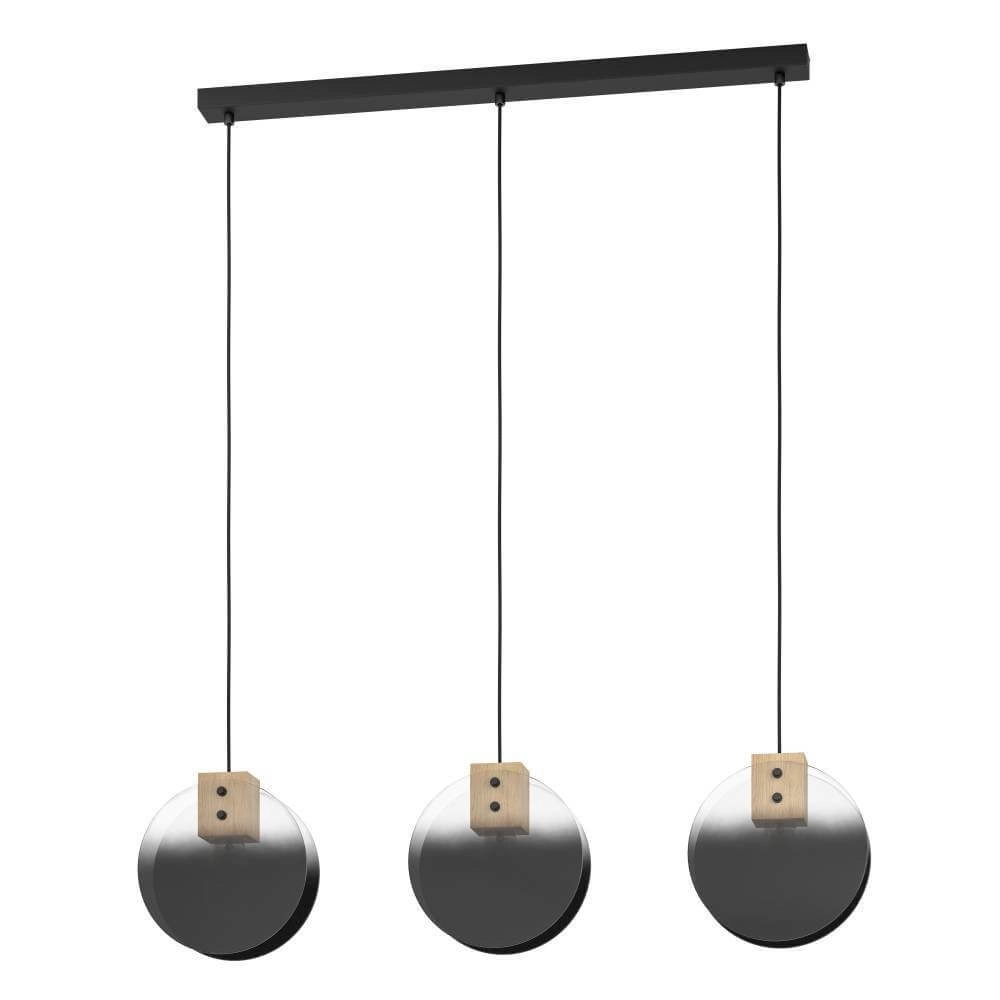 Lampe suspendue 3 lumières Millena bois avec du noir