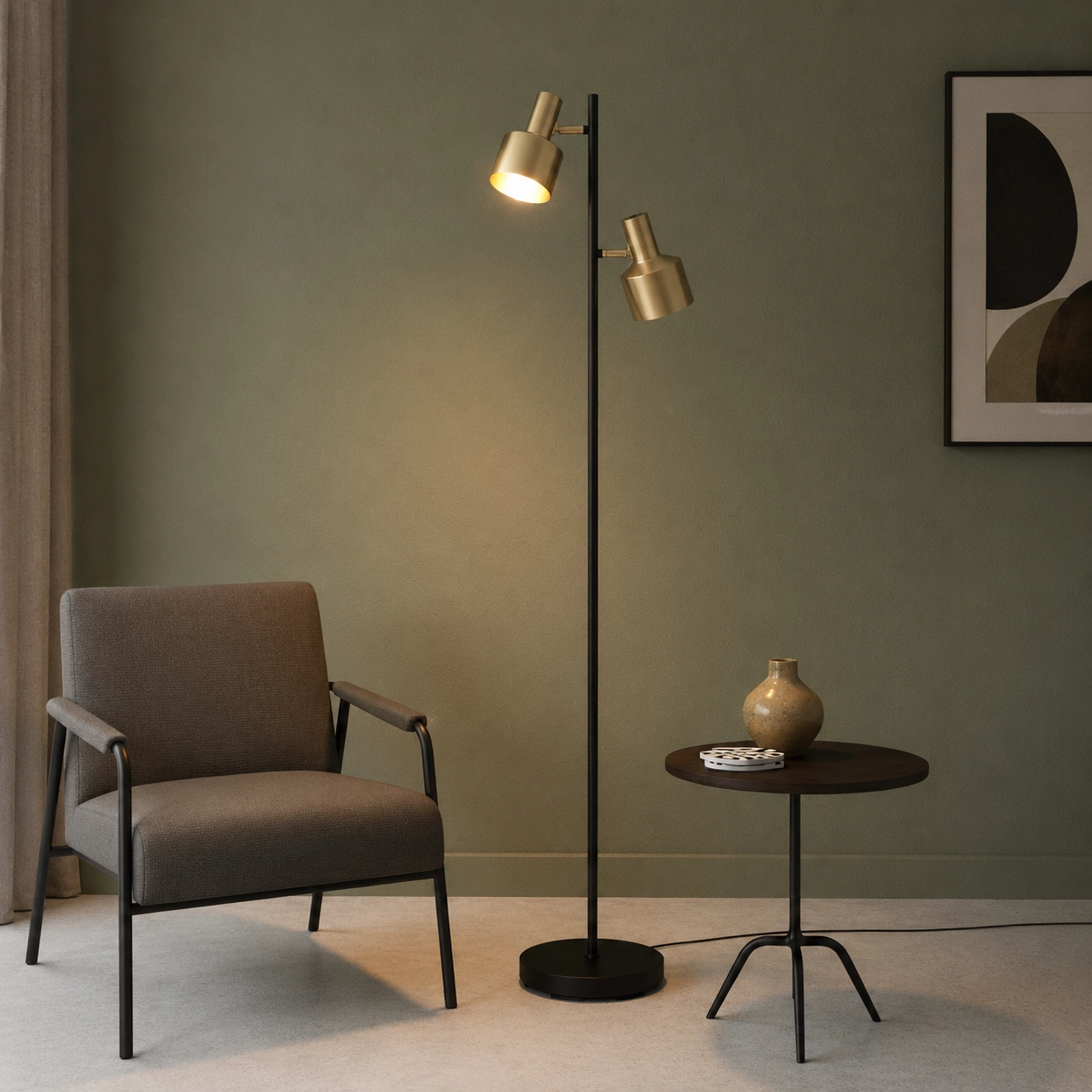 Lampadaire Twinkle noir avec de l'or