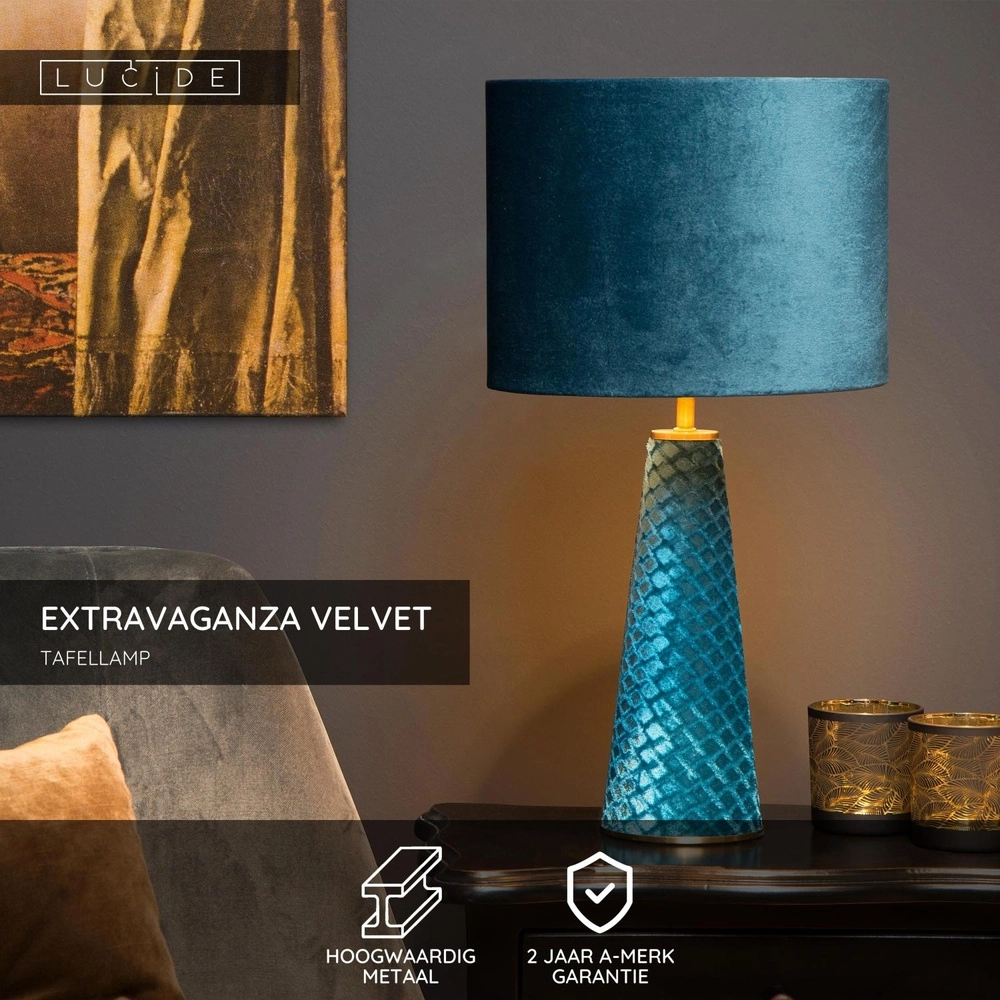 Lampe de table Extravaganza Velvet bleu Lucide 5411212105301