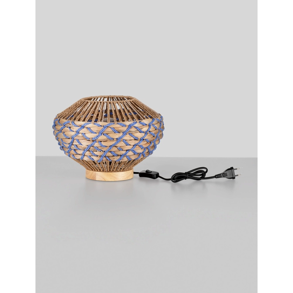 Lampe de table Mapi Ø 31cm bleu avec marron Lyora 5212017477514