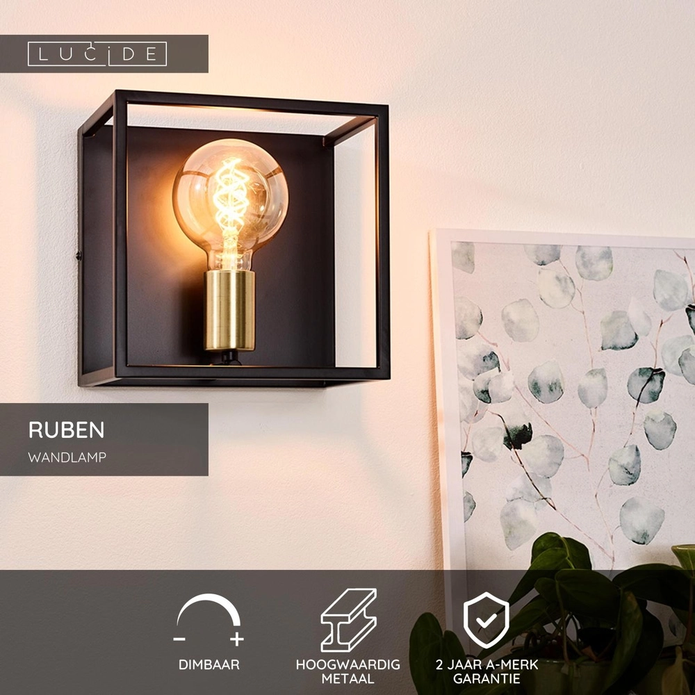Lampe murale Ruben Noir Lucide 5411212000170