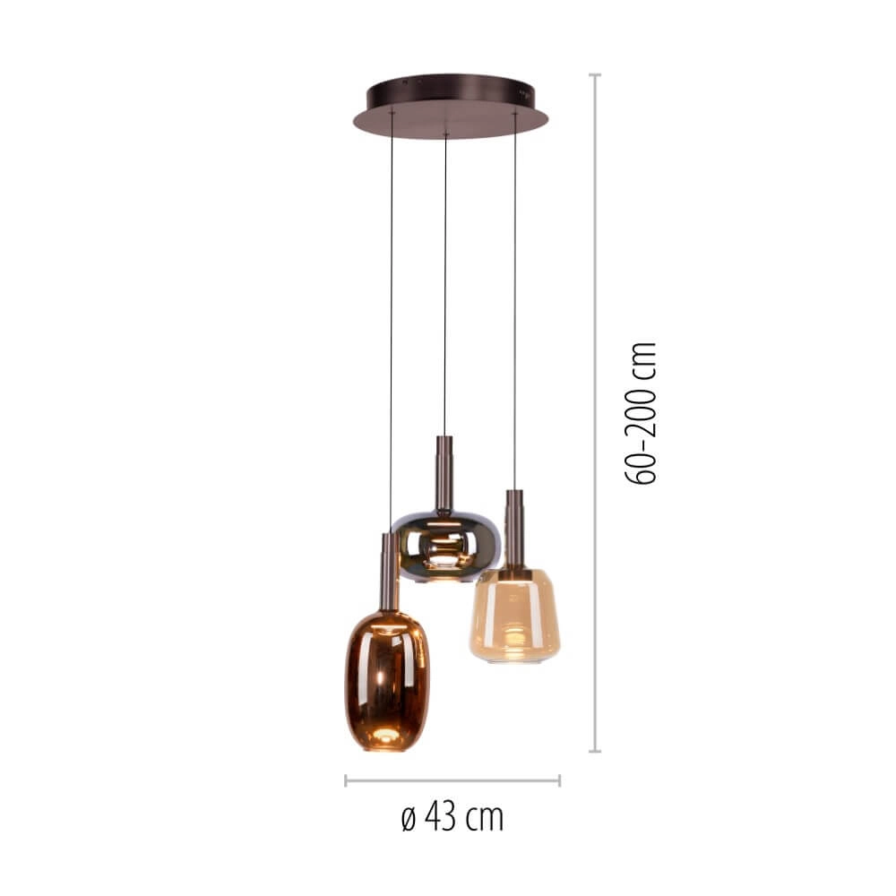 Lampe suspendue joyeuse Irides Ronde à 3 lumières Paul Neuhaus 4012248385845