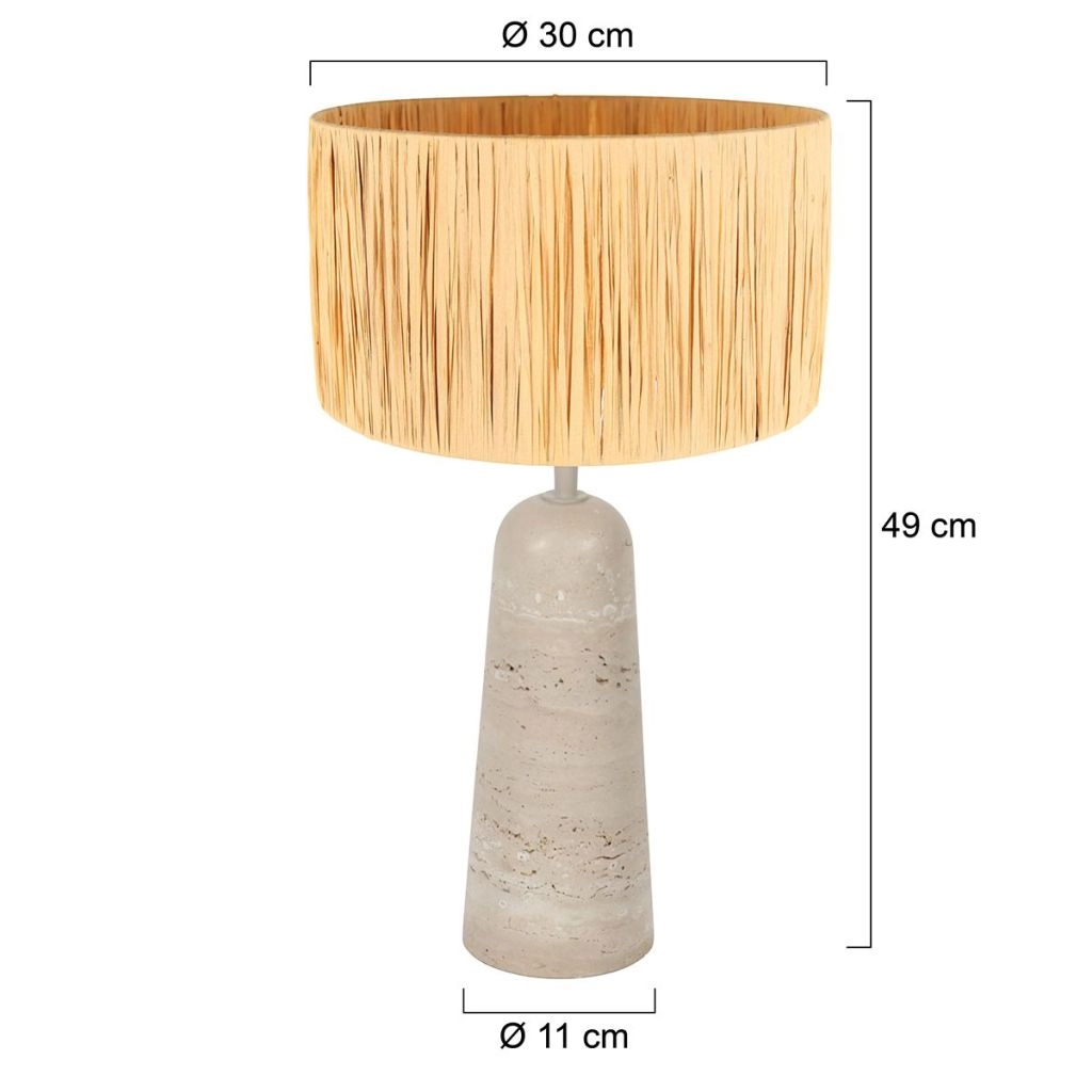 Lampe de table en pierre Travino avec une teinte paille Ø30cm Steinhauer 8712746183450