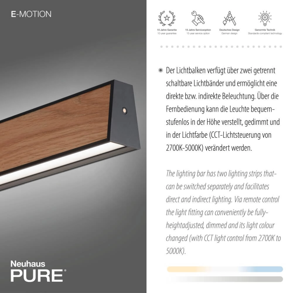 Lampe suspendue design Pure E-Motion bois Paul Neuhaus 4012248372937
