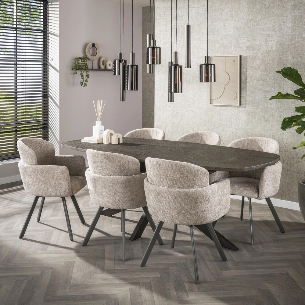 Lampe pendante de table à manger Sepiora Marron Sienna - verre foncé - avec pendentifs Lyora 8716803513464