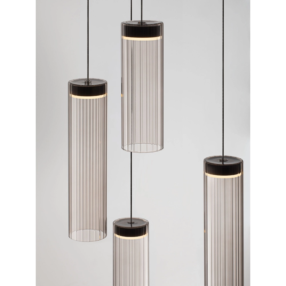 Lampe pendante de conception Brielle Anthracite avec verre moka à 5 lumières Lyora 5212017495426