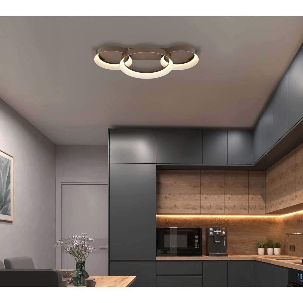 Lampe de plafond élégante Syrakus Café brun 3 anneaux Globo 9007371576081