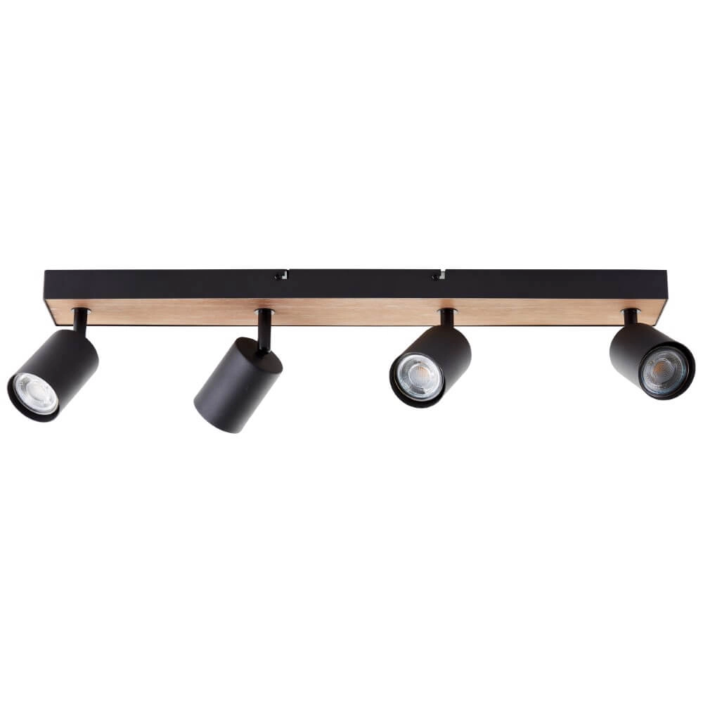 Lampe à 4 lumières Jello Wood noir avec du bois Brilliant 4004353428401