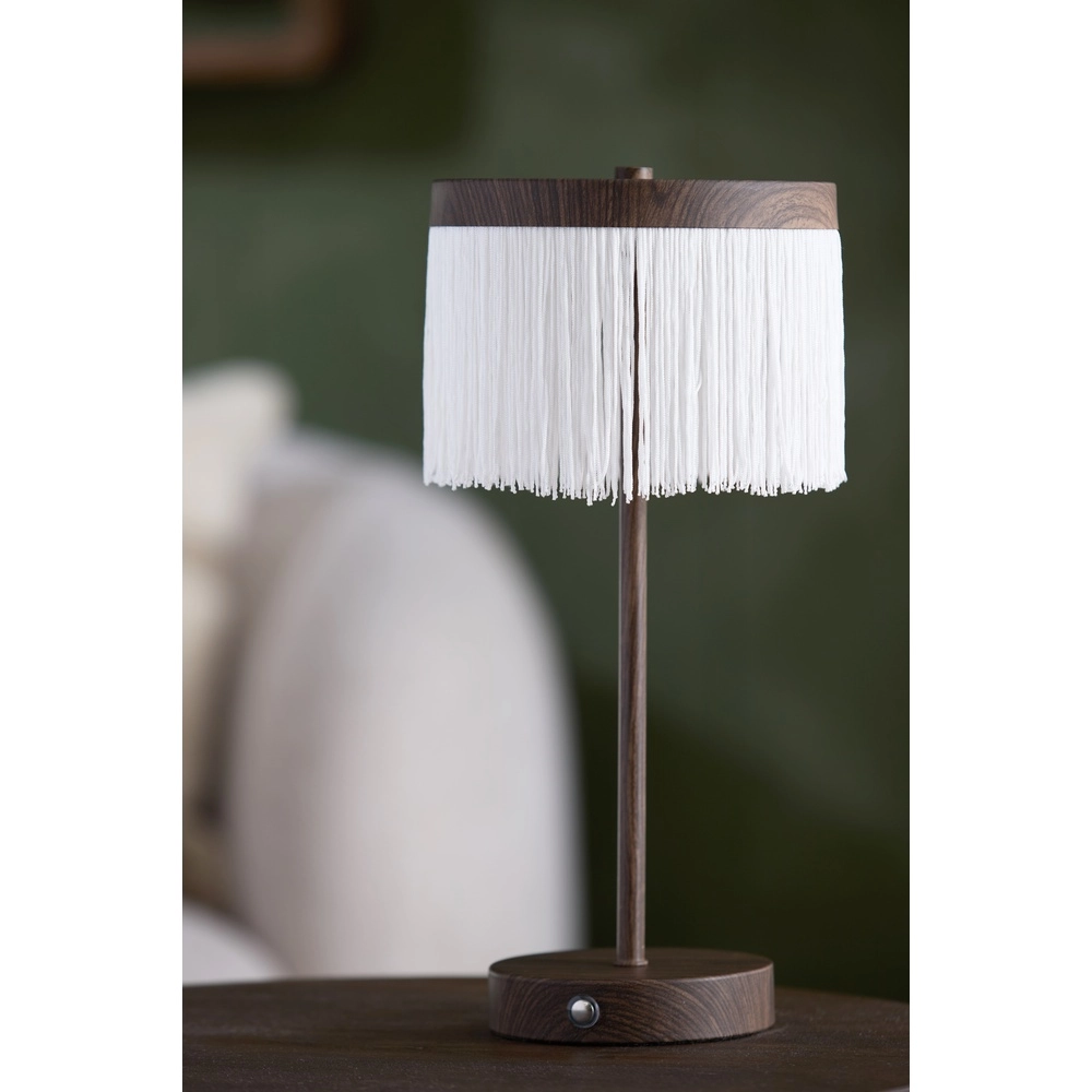 Lampe de table rechargeable Diny Look noyer avec blanc Light & Living 8717807816377