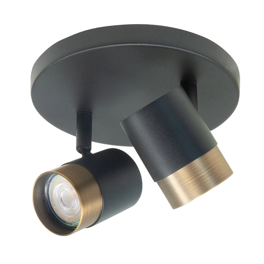 Moquerie Savona Noir avec bronze cuivré 2 lumières rond Moquerie Savona Noir avec bronze cuivré 2 lumières rond