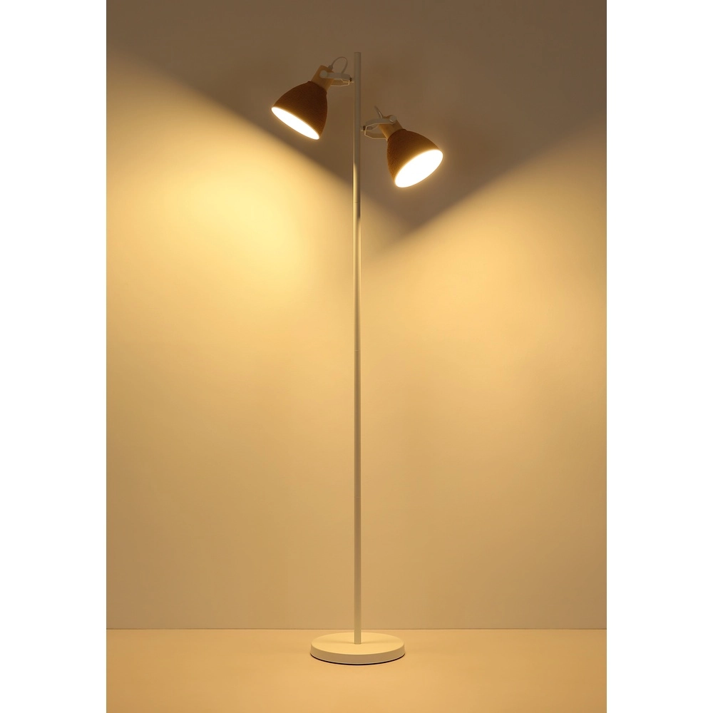 Lampe de pied Lyndon Blanc avec du rotin Globo 9007371580903