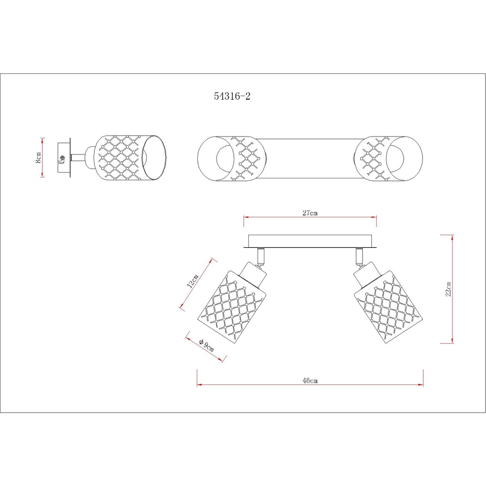 Lampe de plafond à design Alonso 2-noir clair Globo 9007371566259