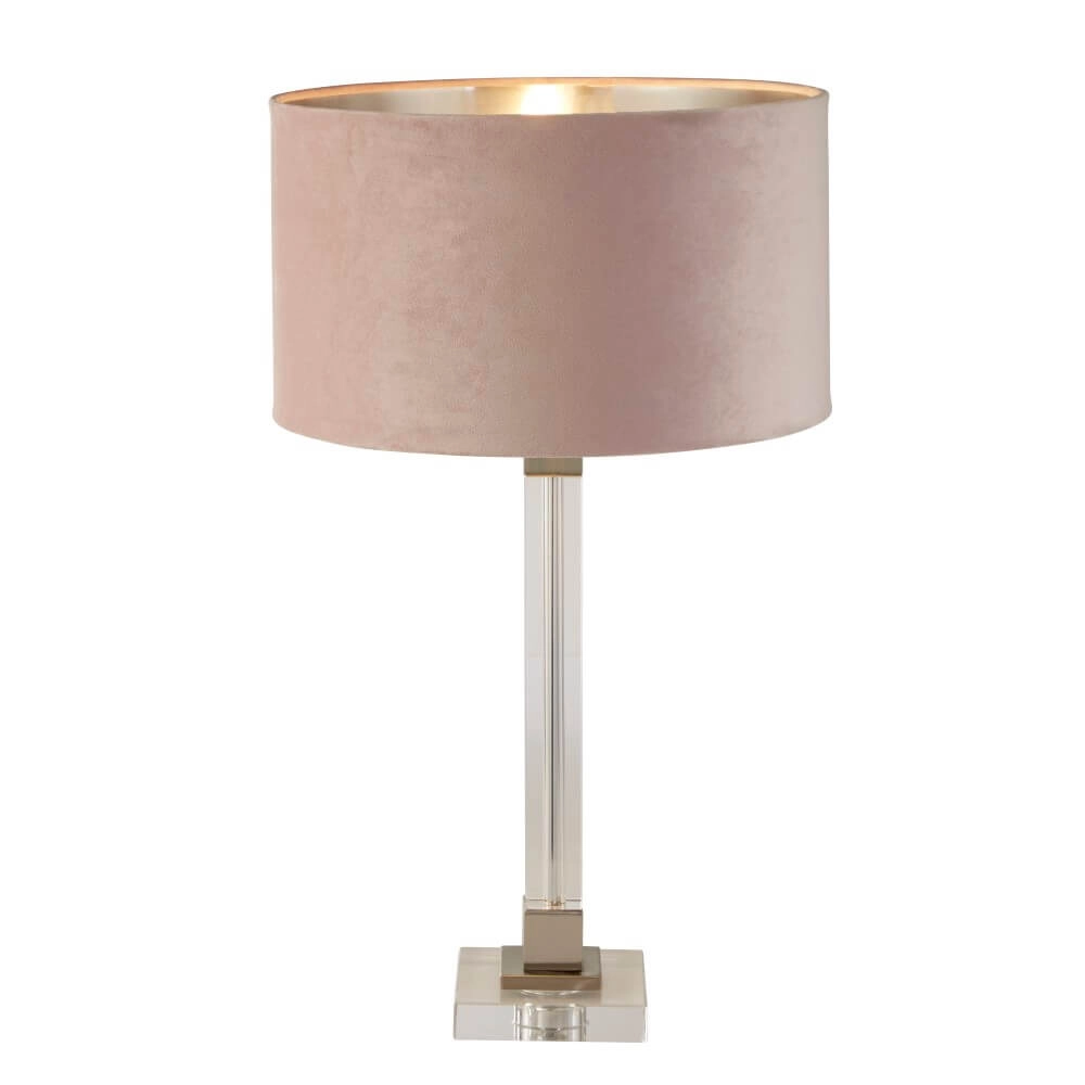 Lampe de table design Scarborough or avec nuance rose Searchlight 5053423257082