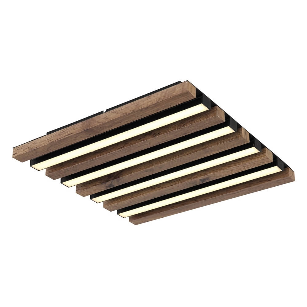 Plafonnier Hayden noir avec carré de bois 30cm Plafonnier Hayden noir avec carré de bois 30cm