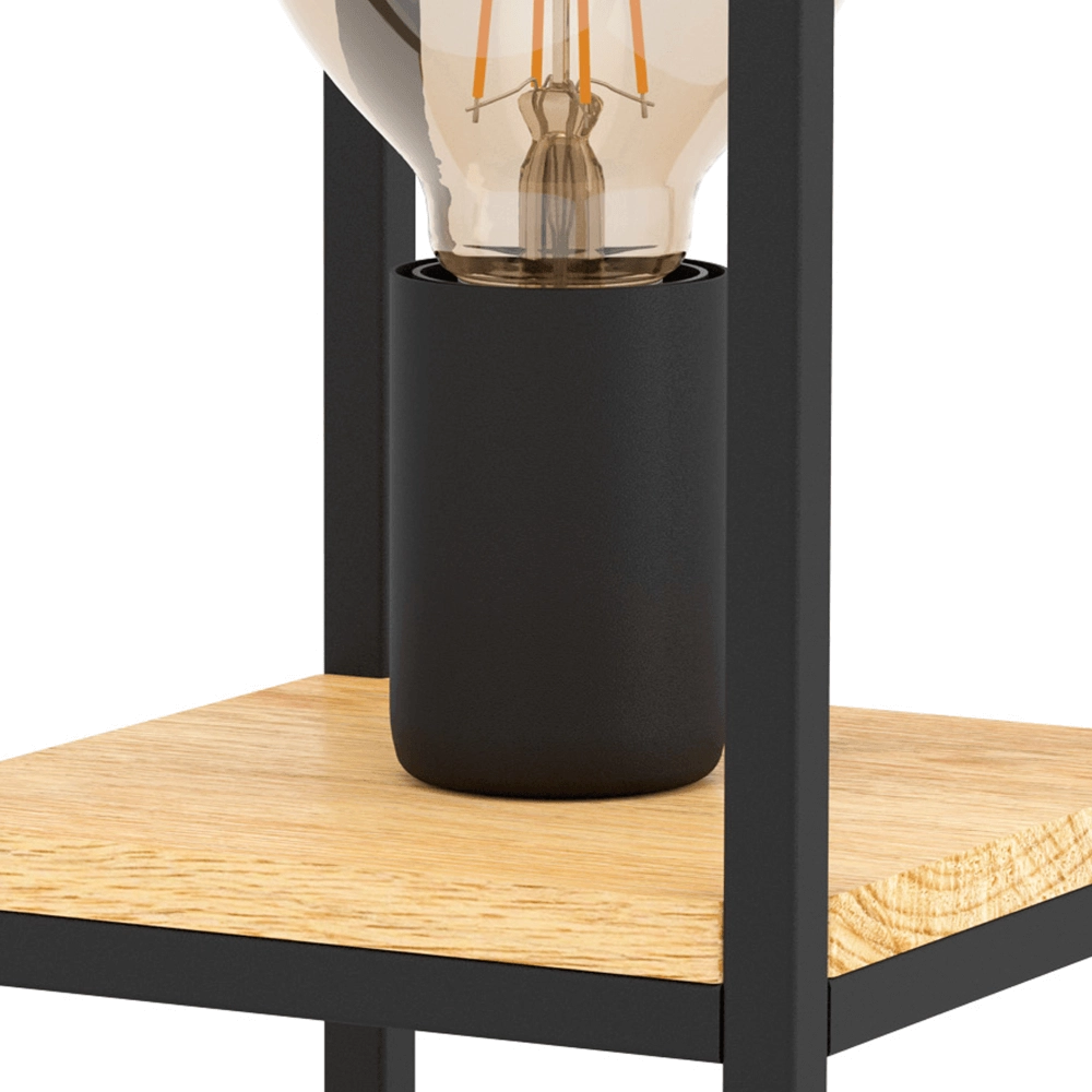 Lampe de table Libertad noir avec du bois Eglo 9002759997977