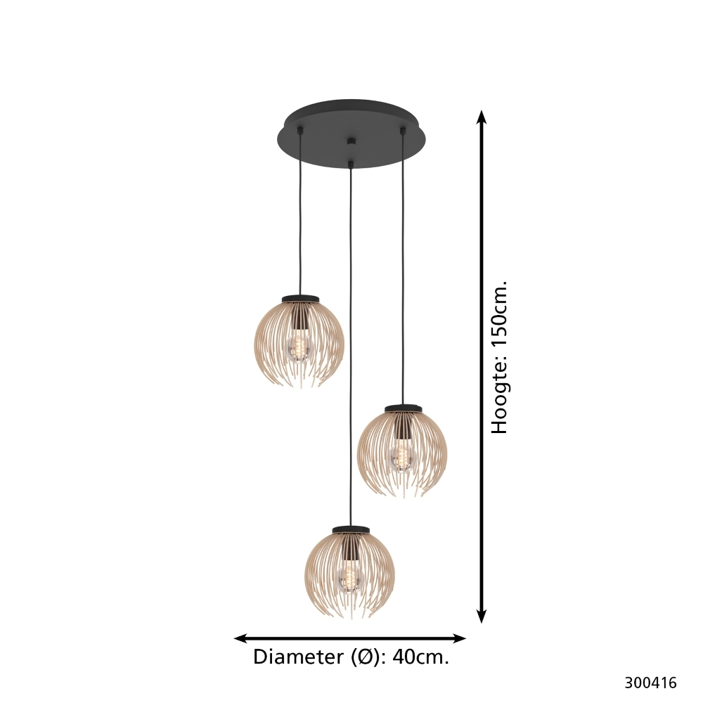 Suspension design Alhabia 3 lumières Ø 49,5 brun sable Stars of Light 9008606353125