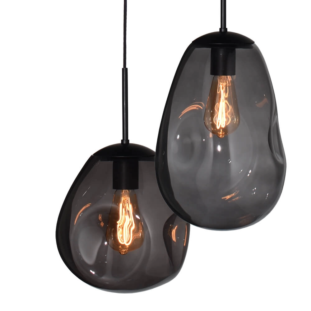 Lampe suspendue Lava Oval 8x verre à fumée Masterlight 8718121290195