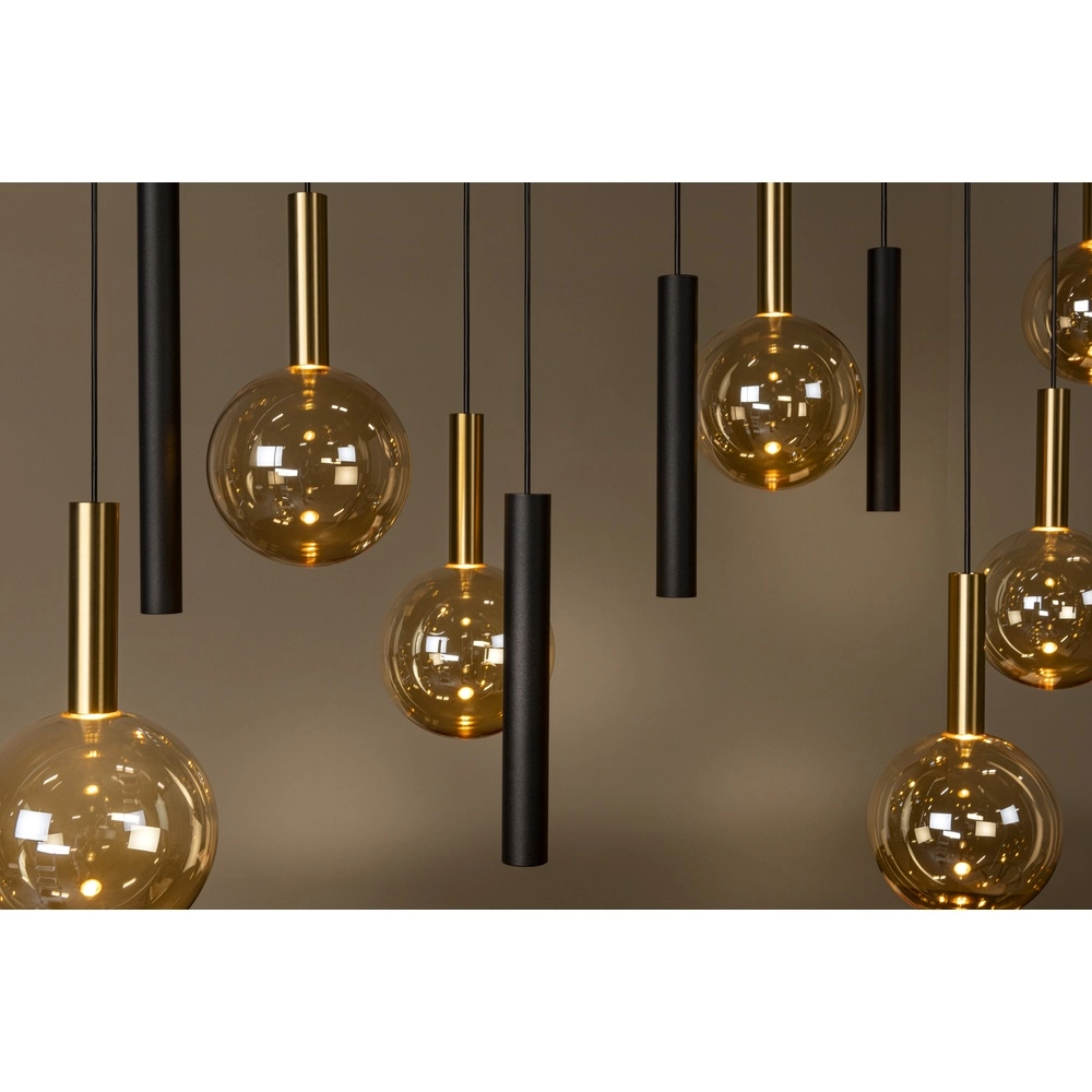 Lampe suspendue à 12 lampes Josiane noir avec or Lucide Vibes 5411212212160