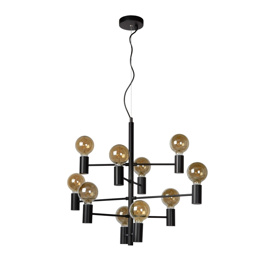 Lampe suspendue Leanne Noir à 10 lumières