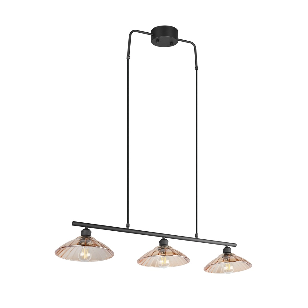 Lampe pendante classique Eluna Noir à 3 lumières Trio 4017807682502