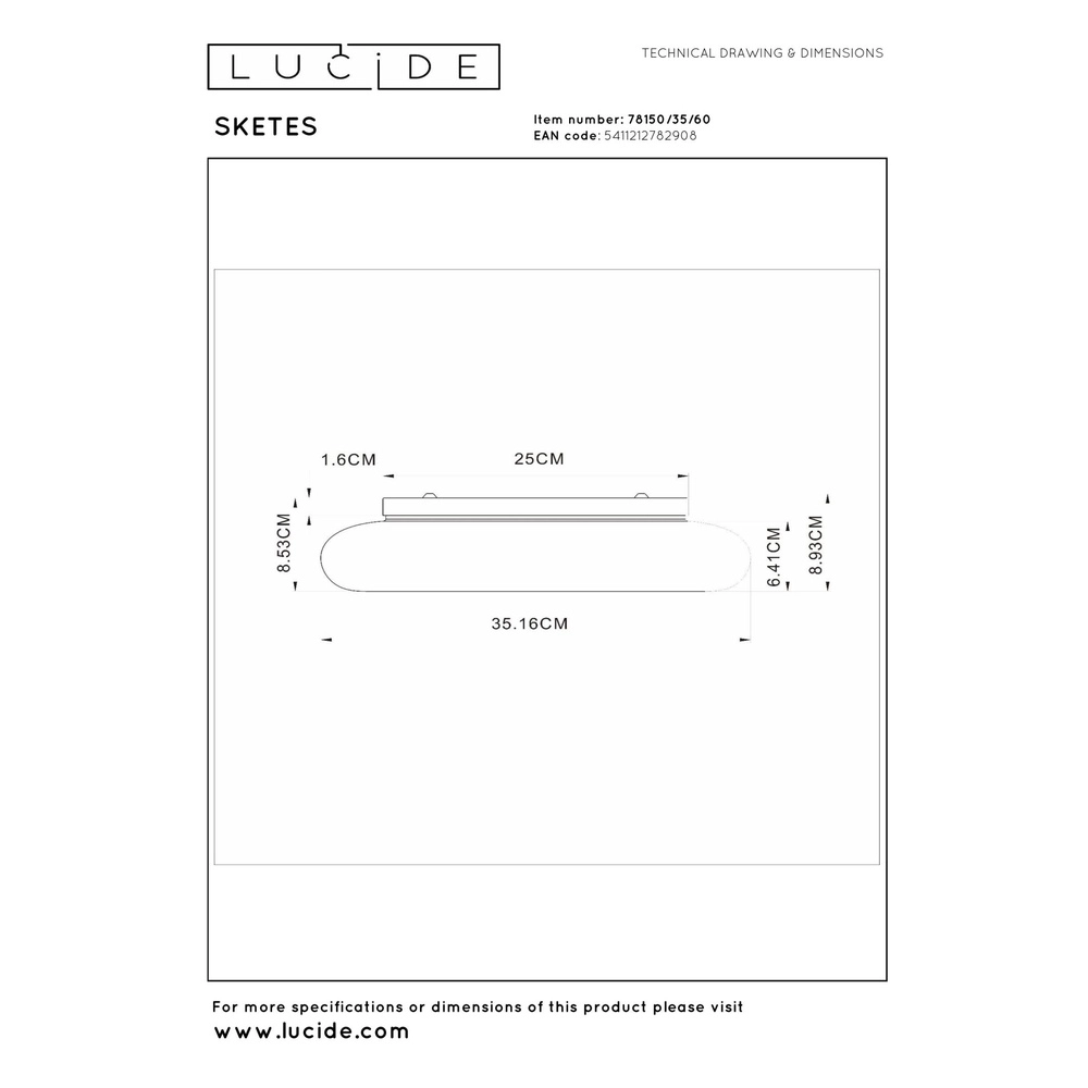 Éclairage de plafond Sketes transparent Ø 35,2 cm Lucide 5411212782908