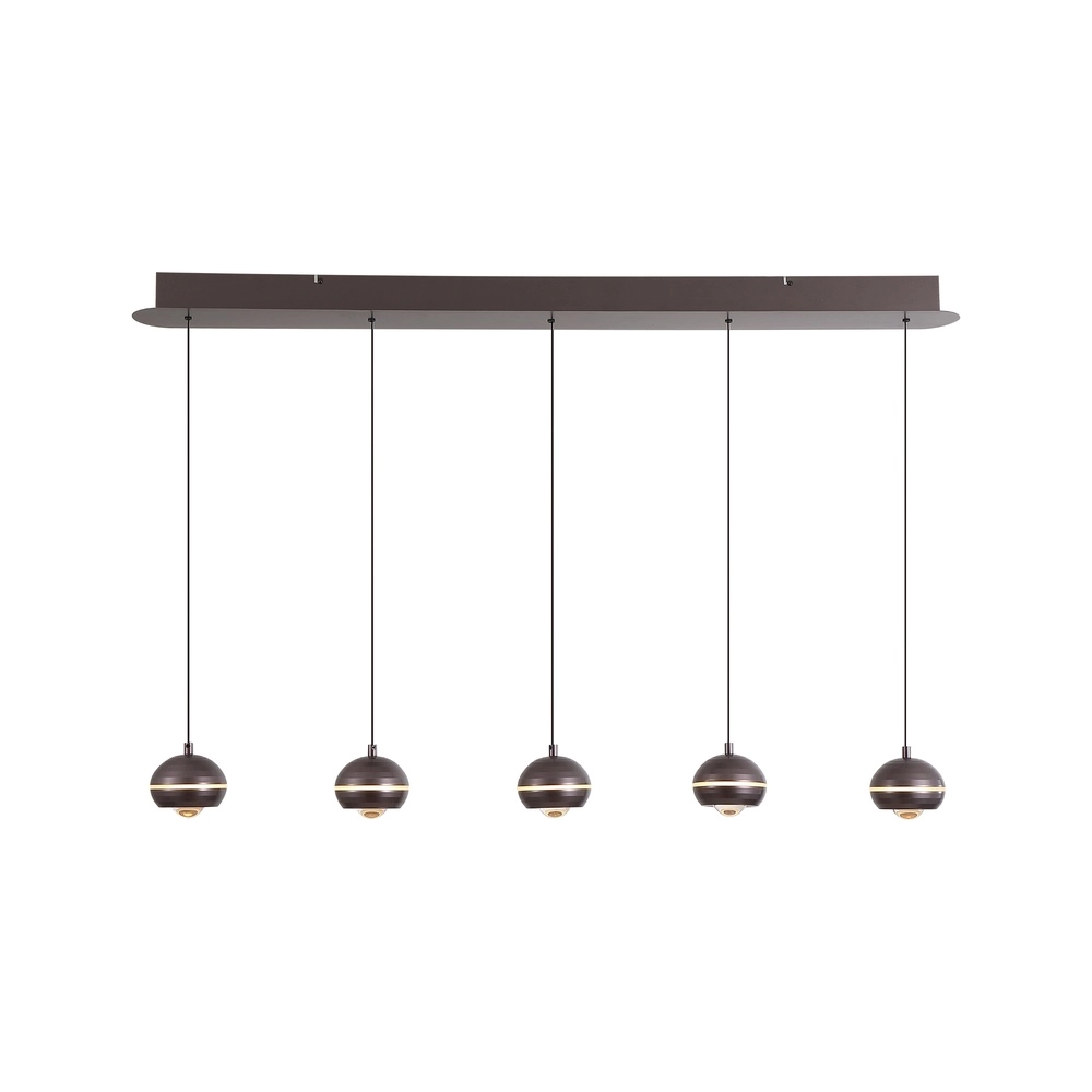 Lampe pendante de conception Meteor Nickel noir droit 5 clairs