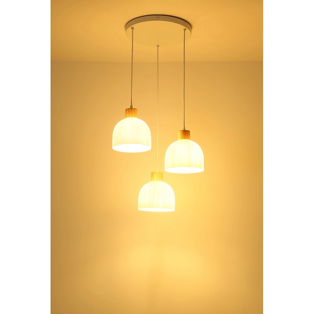 Lampe pendante à 3 lampes Swanson Blanc Globo 9007371592999