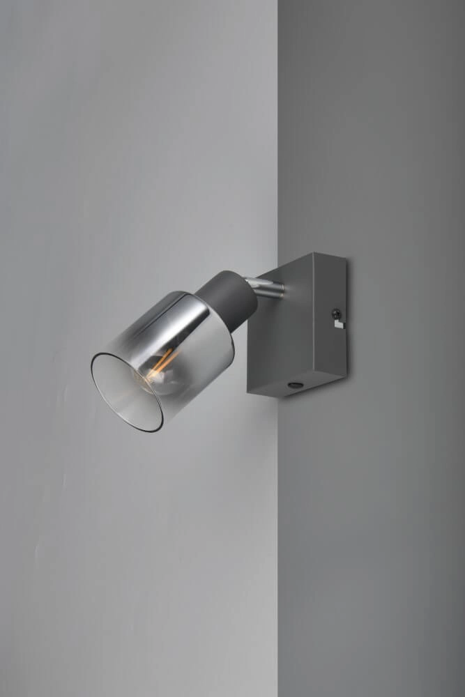 Applique noire Cadiz avec verre fumé Trio 4017807615753