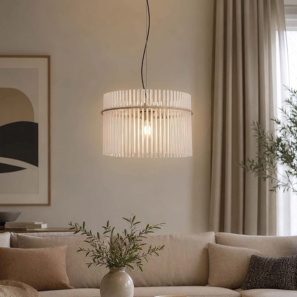 Lampe suspendue Swizzle brun sable Ø 40cm Searchlight 5,05342E+12
