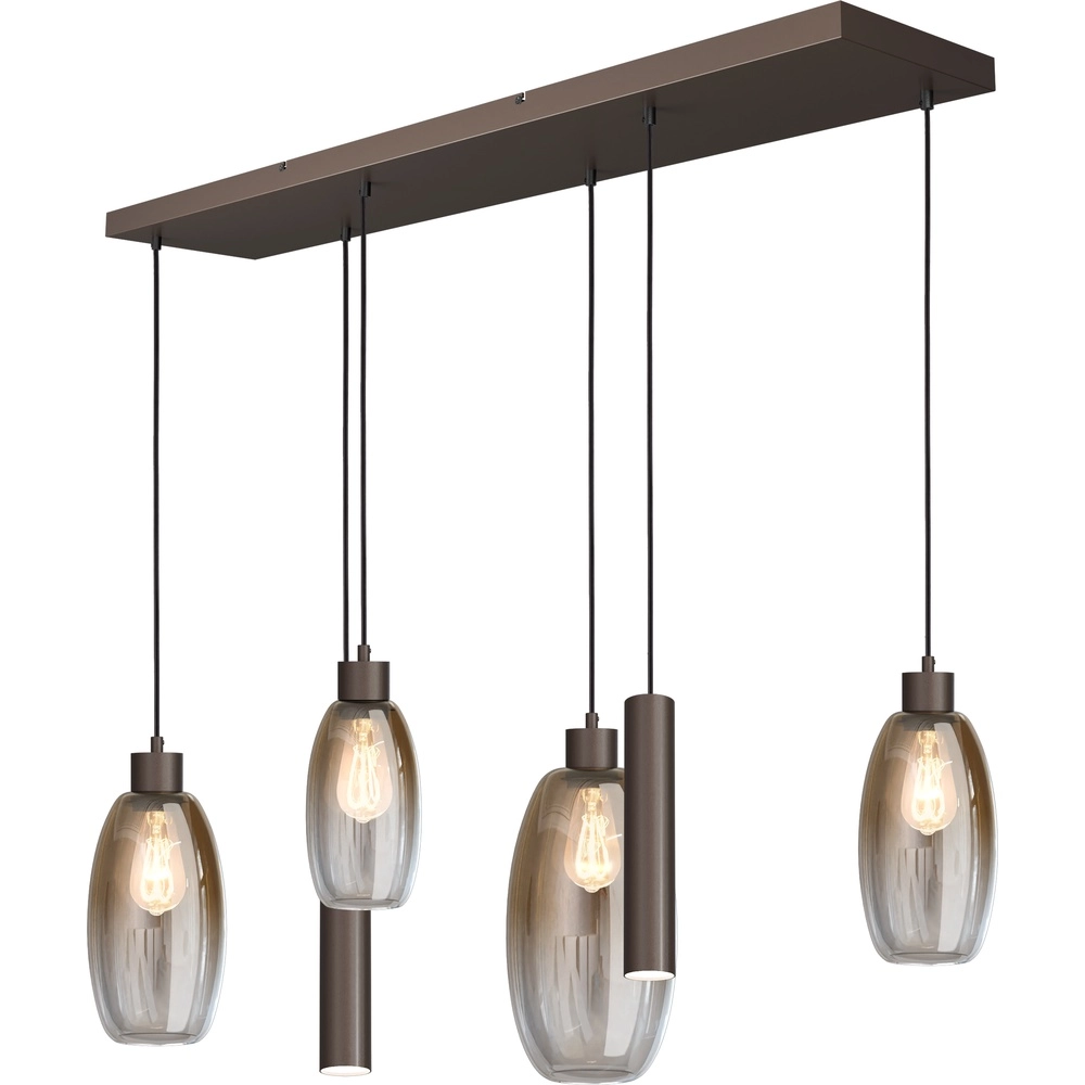 Lampe suspendue en verre Olive 4x verre - 2x Run - cacao